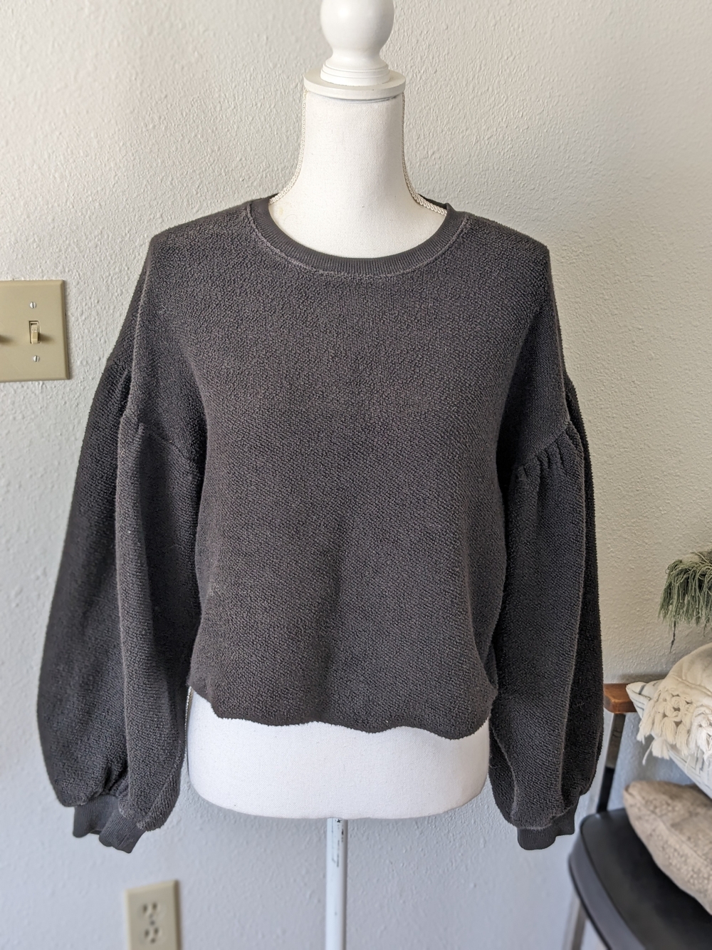 Free People Black Puff-Sleeve Women's Sweater